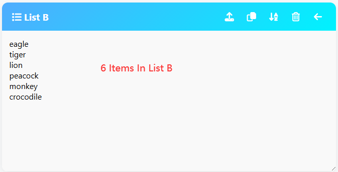 Screenshot showing List B