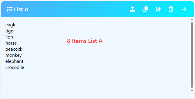 EXAMPLE screenshot showing List A 